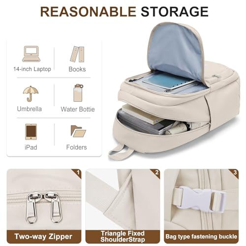 weradar Cute Backpack, Simple Casual Daypacks Backpack With Lots Of Pockets,Aesthetic Backpack For Women Men(Beige) - color: A2-beige