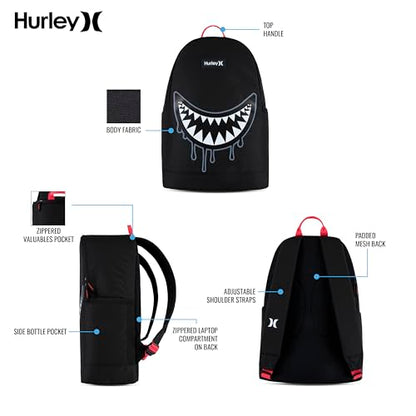 Hurley Unisex-Kids Graphic Backpack, Blue Lazer/Black, One Size - color: Blue Lazer/Black