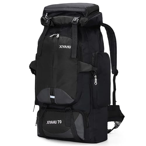 Lawaia 70L Hiking Backpack Rucking Camping Lightweight Backpacking Outdoor Travel Bag Trekking Back Pack Large Capacity Backpacks Climbing Trail Backpack for Men Women- Black - color: Black