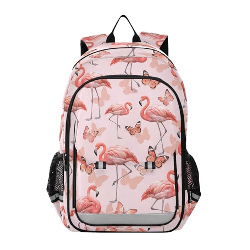 ALAZA Pink Flamingo Butterfly Laptop Backpack Purse for Women Men Travel Bag Casual Daypack with Compartment & Multiple Pockets - color: Flamingo