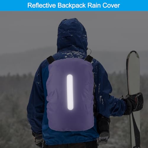 PATIKIL Waterproof Backpack Rain Cover, Non-Slip Backpack Cover with Vertical Reflective Strap Stay Dry for Hiking, Camping, Hunting - color: Purple, size: Medium