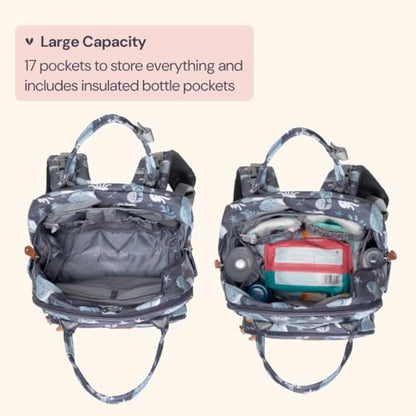 BabbleRoo Diaper Bag Backpack - Baby Essentials Travel Tote - Multi Function Water Resistant Diaper Bag, Travel Essentials Baby Bag with Changing Pad, Stroller Straps & Pacifier Case - Sea Animals - color: Sea Animals, size: Large