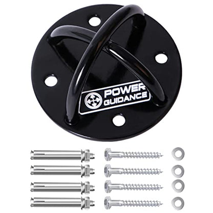 POWER GUIDANCE Wall and Ceiling Mount Bracket for Suspension Straps, Gymnastic Rings, Yoga Swings & Hammock Resistance Band Battle Rope - color: Black (set of 1)