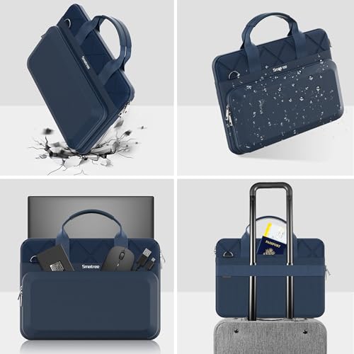 Smatree CityShield 17-18 inch Laptop Shoulder Bag, Sleeve Case with Hard Shell Accessory Pocket, Shoulder Strap, Handle, 360 Protective Case, Anti-Splash Computer Bag, Blue(MC01)