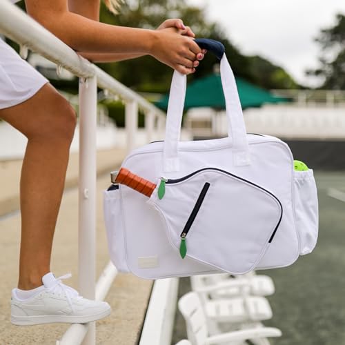 Ame & Lulu Pickleball Tote - color: White/Navy/Green