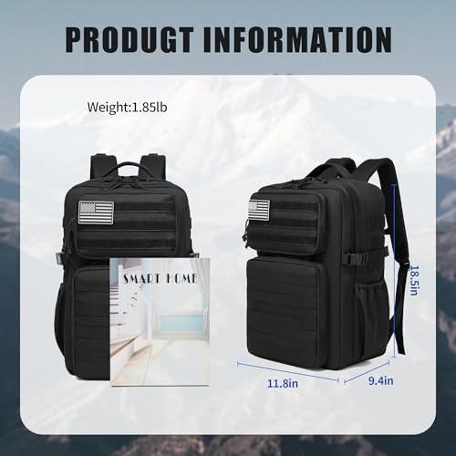 Wotony Military Tactical Backpack for Men Waterproof Daypack 3 Day Assault Pack Molle Bag with Water Bottle Holder - color: Khaki, size: 35L