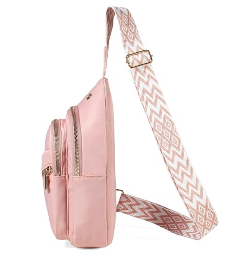 EVANCARY Small Sling Bag Crossbody Bags for Women Men, Sling Backpack Chest Daypack Cross Body Bag for Travel Outdoor - color: V Pink