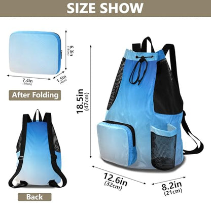 Hiking Drawstring Backpack Sport Gym Sackpack With Water Bottle Holder Athletic Cinch Sack Dry Wet Separation Blue Gradient Modern Art