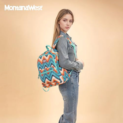 Montana West Backpack Purse for Women Western Aztec Backpack Purse Lightweight Casual Daypack for Travel - color: Turquoise