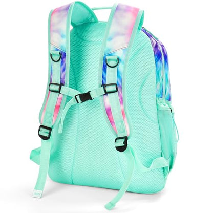 Choco Mocha Tie Dye Backpack for Teen Girls, Travel School Backpack for Girls Middle School Large Bookbag 18 Inch, Teal Green - color: Teal-tie Dye