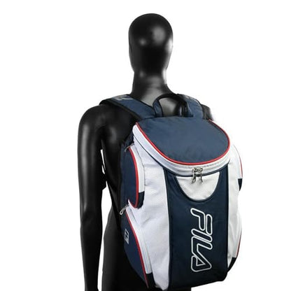 Fila Ultimate Tennis Backpack with Shoe Pocket, Navy/White/Red