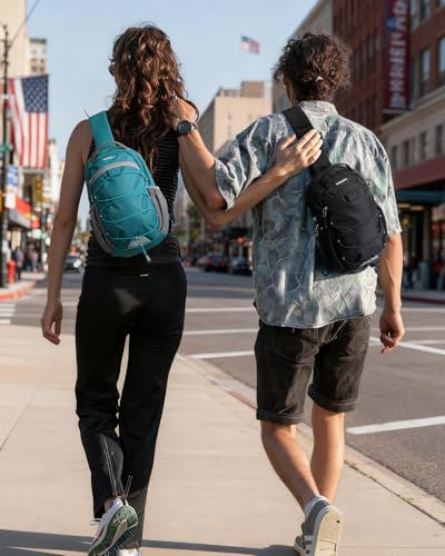 WATERFLY Small Crossbody Sling Bag: RFID Blocking Anti Theft Sling Backpack Chest Bag Travel Hiking Daypack Man Woman - color: A-black