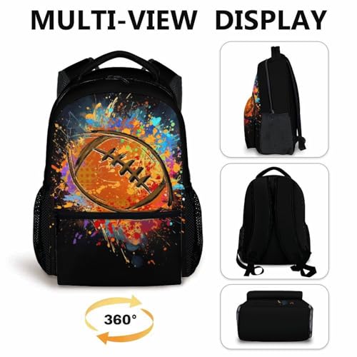 Boys School Backpack Kids Football Backpacks Bookbag Back to School Supplies, Black Large Capacity Cool Sport Back Pack for Kindergarten Elementary Middle (17 Inches) - color: Color 2