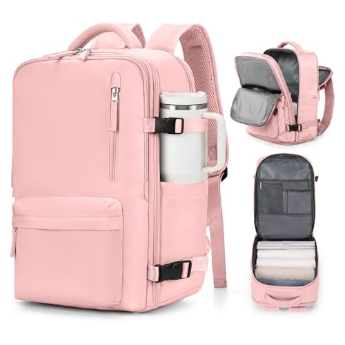 VGCUB Large Travel Backpack Bag for Women Men,Carry on Backpack,17 Inch Laptop Business Work Waterproof Backpack with Laptop Compartment,Person Item Flight Approved,Mochila de Viaje,Pink - color: Pure Pink, size: Large