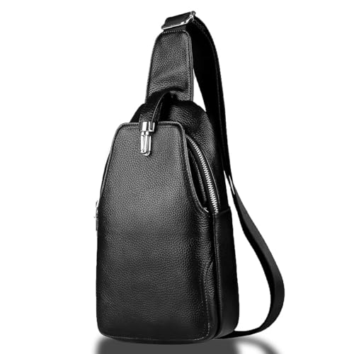 Vintage Leather Sling Bag Backpack for Men Crossbody Shoulder Chest DayPack Backpacks - color: #93black
