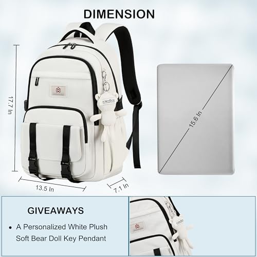 Hidds College Backpack Laptop Backpacks 15.6 Inch for Men Women Elementary Middle High School Book Bag For Teens Girls Boys Student Anti Theft Travel Daypack Large Bookbags-Beige - color: Beige