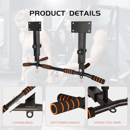 Pull Up Bar Wall Mounted: Adjustable Wall Joist Mount Pull Up Bar & Chin Up Bar for Home Gym Workout Strength Training Equipment