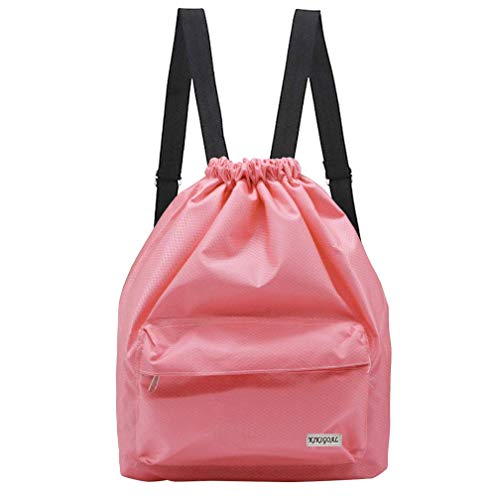 KIKIGOAL Dry Wet Separated Swimming Bag Portable Drawstring Backpack Waterproof Gym Sports Pool Beach Gear Bag - color: Pink