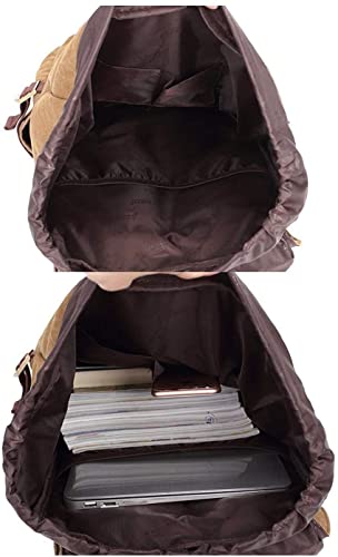 KAUKKO Laptop Backpack Travel Outdoor Weekend Bag Carry on Daypack Stylish and Durable Rucksack Hiking Backpack Fits 15.6"(5-1-brown) - color: Canvas Brown, size: Large