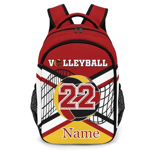 Red Gold Volleyball Shoulders Bag Backpacks Casual Daypacks for Women Men Sports Party - color: Muilti 23