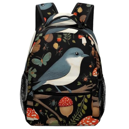 Fashion Laptop Backpack for Women Men, Lightweight Book Bags with Adjustable Strap Strap Bird Mushroom Gifts Casual Daypack for Office College - color: Color(540)