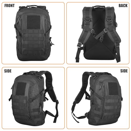 Small Tactical Backpack 12L Molle Bag Rucksack Army Daypack Military Daypack for Outdoor,Hiking (Black) - color: Black