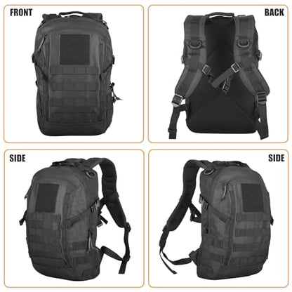 Small Tactical Backpack 12L Molle Bag Rucksack Army Daypack Military Daypack for Outdoor,Hiking (Black) - color: Black