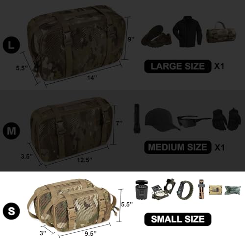 4 Set Tactical Packing Cubes ，Compressible Mesh Duffle Storage Bag,Portable Edc Molle Pouch Organizer. - color: MC-S (1 Pcs)