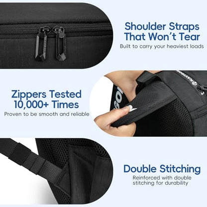 KAVIGOR Lacrosse Bag 65L, Extra Large Lacrosse Gear Backpack with Multi-Pocket Design, Helmet Holder & Ventilated Shoe Compartment - color: Black