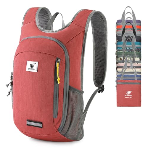 SKYSPER Small Daypack 10L Hiking Backpack Packable Lightweight Travel Day Pack for Women Men - color: Red, size: 10l