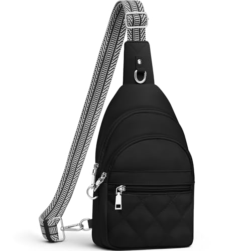 SYTRAH Sling Bag for Women, Anti-Theft RFID Crossbody Bag Nylon Sling Purse for Travel, Puffy Small backpack - color: Black