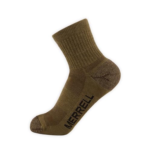 Merrell Unisex 3-pack Trekker Outdoor Ankle Socks, Mid-height Wool Blend Trail Socks Multi-pack - color: Olive, size: Large-X-Large