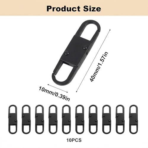 MILAKE 10 Pcs Premium Anti-Theft Zipper Lock, Small Clips for Bags, Backpacks, Purses, Luggage, Zipper Pull Replacement, Durable Multi-Color Set for Travelers, Hikers, and Daily Commuters (Black) - color: black