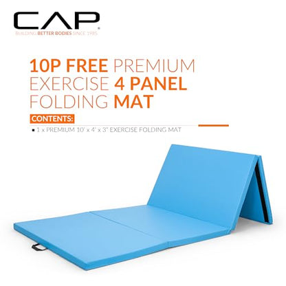 CAP Barbell All Purpose Folding Anti Tear Exercise Training Aerobic Fitness Gym & Gymnastics Balance Mat | Multiple colors - color: Blue, style: 10' x 4' x 3.0" Thick