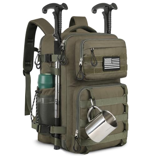Legestori 25L Tactical Bag Backpack for Men, Heavy Duty Military Backpack Molle Army Large Rucasack, Laptop Backpack Travel (Green) - color: Green