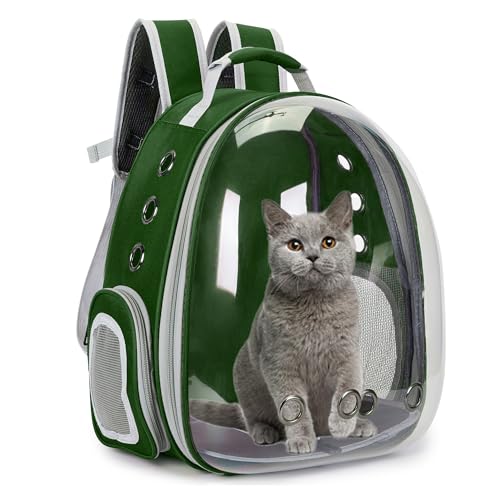 Cat Bubble Backpack Carrier for Small Medium Dogs Cats Carrying Bag, Airline Approved Pet Travel Carrying Bag Dog Hiking Walking Outdoor Backpack (Dark Green) - color: Dark green