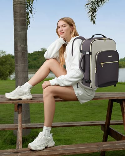 LOVEVOOK 50L Travel Backpack for Women & Men, Airline Approved Carry On Luggage with 3 Packing Cubes, TSA Overnight Bags, Waterproof Personal Item Bag, Weekender Essentials Backpacks fits 17" Laptop - color: Dark Grey-light Grey-black, size: X-Large