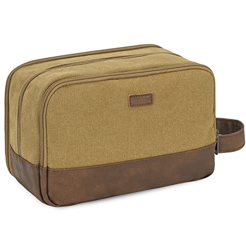 WANDF Travel Toiletry Bag for Men Large Toiletries Shaving Bag Water Resistant Hanging Dopp Kit Travel Accessories Bag for Women Men (Khaki) - color: Khaki