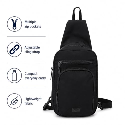 Reebok Unisex Crossbody Bag - Convertible Compact Durable Cross Body Bag for Women and Men - Gym and Travel Essentials, Size One Size, Cosmos Black - color: Cosmos Black