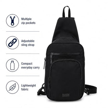 Reebok Unisex Crossbody Bag - Convertible Compact Durable Cross Body Bag for Women and Men - Gym and Travel Essentials, Size One Size, Cosmos Black - color: Cosmos Black