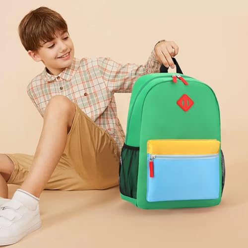Backpack Set for Girls Boy Kids Backpack with Lunch Box for Elementary Primary Kindergarten School Bag (Green Blue Set, Large) - color: Green Blue