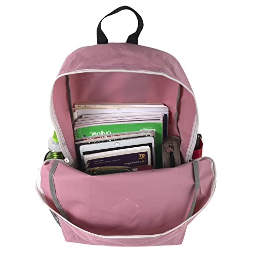 Large School Backpacks with Mesh Side Pockets – Classic 19 Inch Solid Color Backpacks for Kids, Men, Women, Travel (Pink & Blush) - color: Pink & Blush