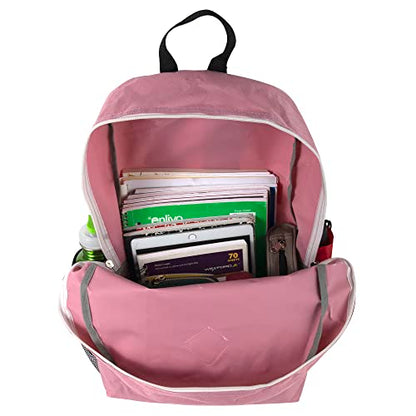 Large School Backpacks with Mesh Side Pockets – Classic 19 Inch Solid Color Backpacks for Kids, Men, Women, Travel (Pink & Blush) - color: Pink & Blush
