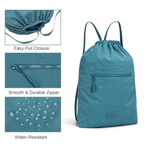 Montana West Lee Drawstring Backpack Bag Lightweight Small Gym Swim Beach Bag Water Resistant Sports Sackpack for Men Women, LEE48-002TQ - color: Turquoise