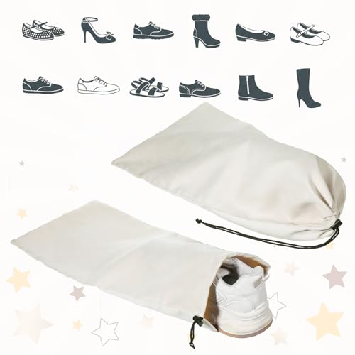 10 Pack Single Shoe Bags for Travel, 18"x9" Flannel Single Shoe Bags | Flannel Shoes Pouch with Drawstring Closure, Packing Shoes Travel Bag for Toys, Purses, Men & Women