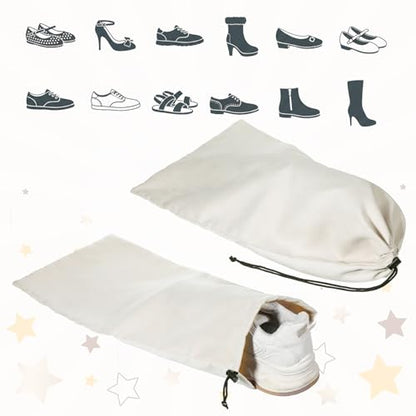 10 Pack Single Shoe Bags for Travel, 18"x9" Flannel Single Shoe Bags | Flannel Shoes Pouch with Drawstring Closure, Packing Shoes Travel Bag for Toys, Purses, Men & Women