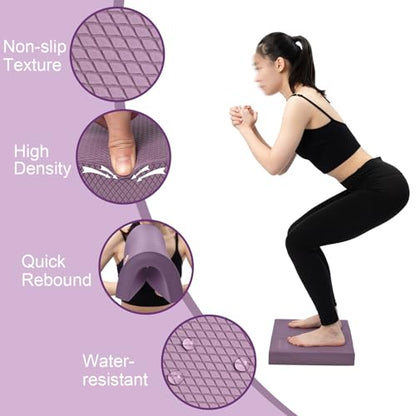 StrongTek Professional Foam Exercise Balance Pad - 15.8" x 13" x 2", High-Density TPE Foam Knee Pad, Non-Slip & Water-Resistant, for Balance Training, Physical Therapy, Yoga, and More - color: Purple