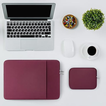 RAINYEAR 15 Inch Laptop Sleeve Protective Case Soft Cover Computer Bag with Front Pocket & Accessories Pouch, Compatible with 15.4" MacBook Pro/Air M2 M3 M4 M5 A3448 A1707 A1990 (Red) - color: Red, size: 15"-15.4"