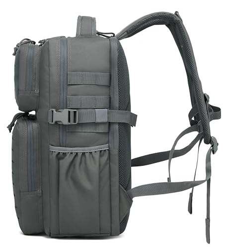 Wotony Military Tactical Backpack for Men Waterproof Daypack 3 Day Assault Pack Laser-Cut MOLLE Webbing Design with Water Bottle Holder Black Small Tactical Assault Bag (dark gray, 30L) - color: Dark Gray, size: 30L
