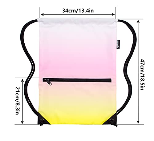 HOLYLUCK Drawstring Backpack Bag Sport Gym Sackpack - color: Gradient Yellow Pink